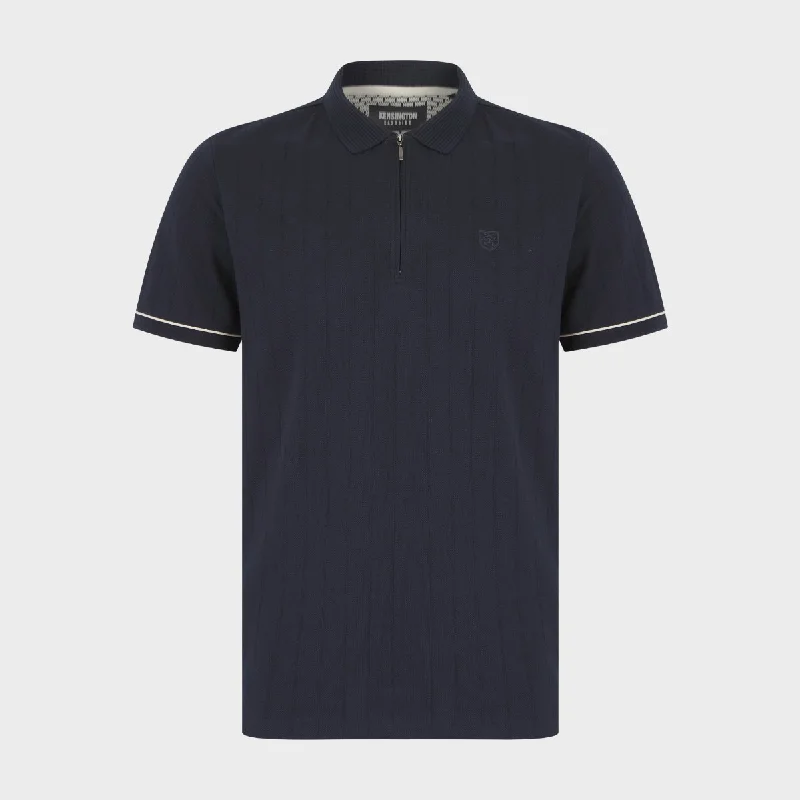Navy Zip Neck Polo