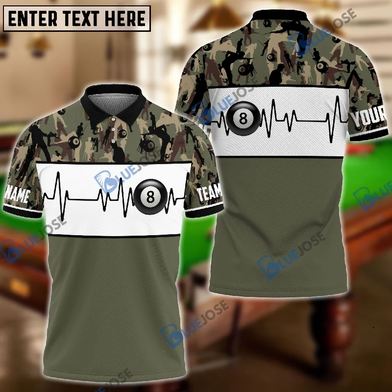 BlueJose Billiards Camo Pattern Personalized Shirt (4 Colors)