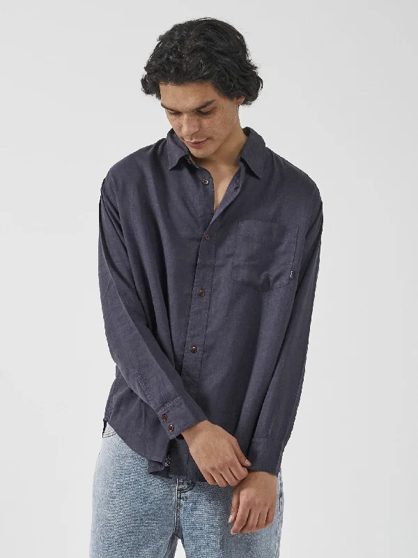 Hemp Minimal Thrills Oversize Long Sleeve Shirt - Marine Blue