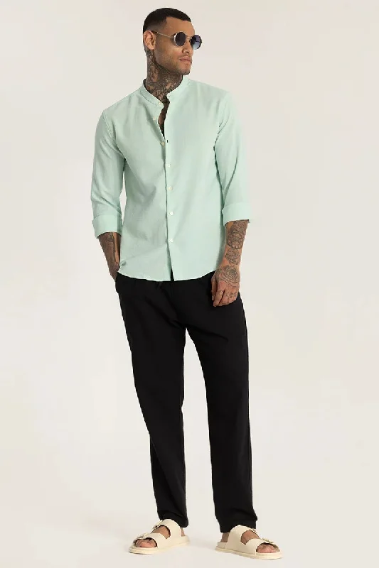 Light Green Mandarin Linen Shirt