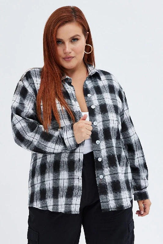 Black Check Relaxed Shirt Long Sleeve