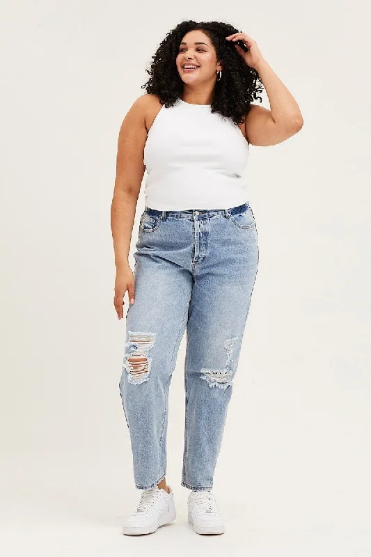 White Tank Top Crew Neck Rib