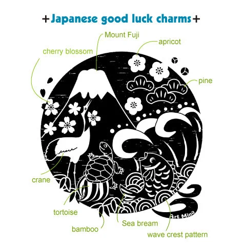 Women's Soft V-Neck Tee ""Japan Good Luck Charms"" Up to Size 5XL